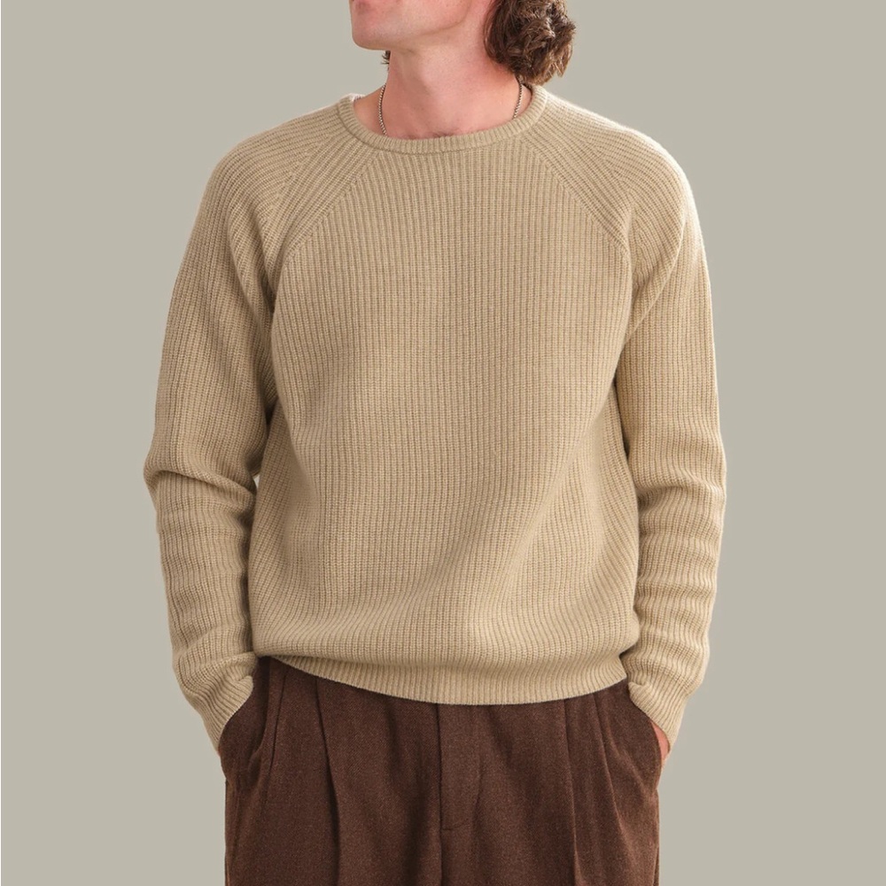 525 America Cashmere Theo Sweater Shaker Stitch in Agate